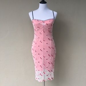 GUESS Pink Dress w/ Sheer Flower Embroidery